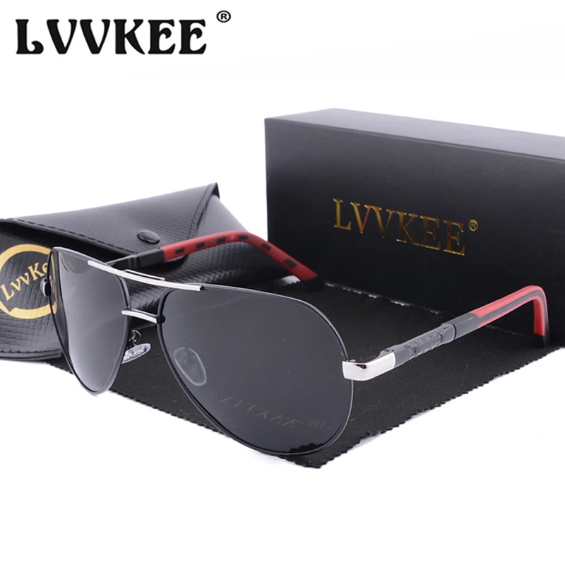 

LVVKEE Men Vintage Aluminum HD Polarized Sunglasses Classic Brand Sun glasses Coating Lens Driving Shades For Men/Wome With Case
