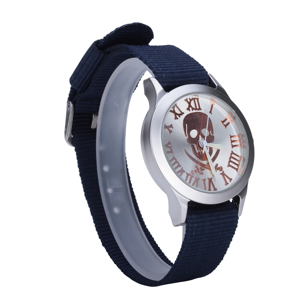 

fashion sports brand punk skull head nylon military causal watches men women dress quartz watch Relogio Masculino mujer reloje