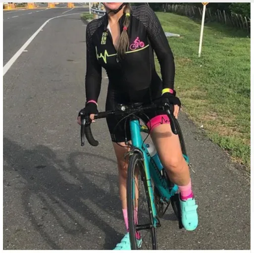 

2019 Pro Team Triathlon Suit Women's Cycling Jersey Skinsuit Jumpsuit Maillot Cycling Ropa ciclismo long sleeve set gel 059