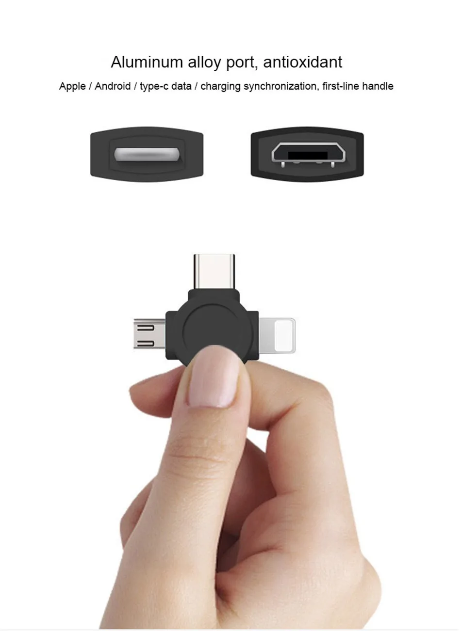 NOHON 3 in 1 USB Cable Type C Lighting Charge Cable For iPhone X 7 8 Plus IOS For Xiaomi Huawei Samsung Fast Charging Cables 1M (6)