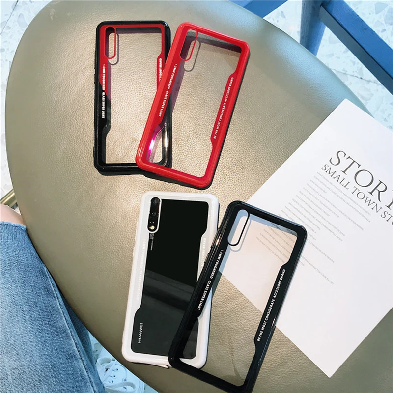 

Shockproof Soft TPU Frame Acrylic Back Cover For Huawei P30 P20 Mate 20 10 Pro Lite Nava 5 5i Y9 Honor 20i 8X 8C 8A Clear Case