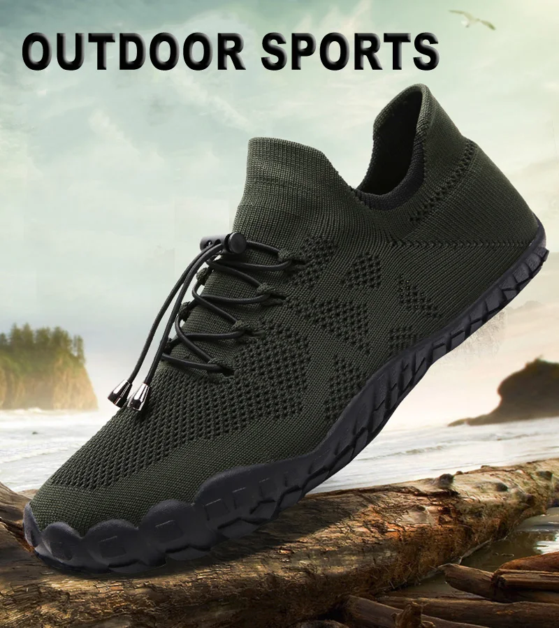 Мужские Пляжные босиком водонепроницаемая обувь Flyknit дышащая быстросохнущая обувь с пятью пальцами для отдыха на открытом воздухе, походов, прогулок, рыбаков