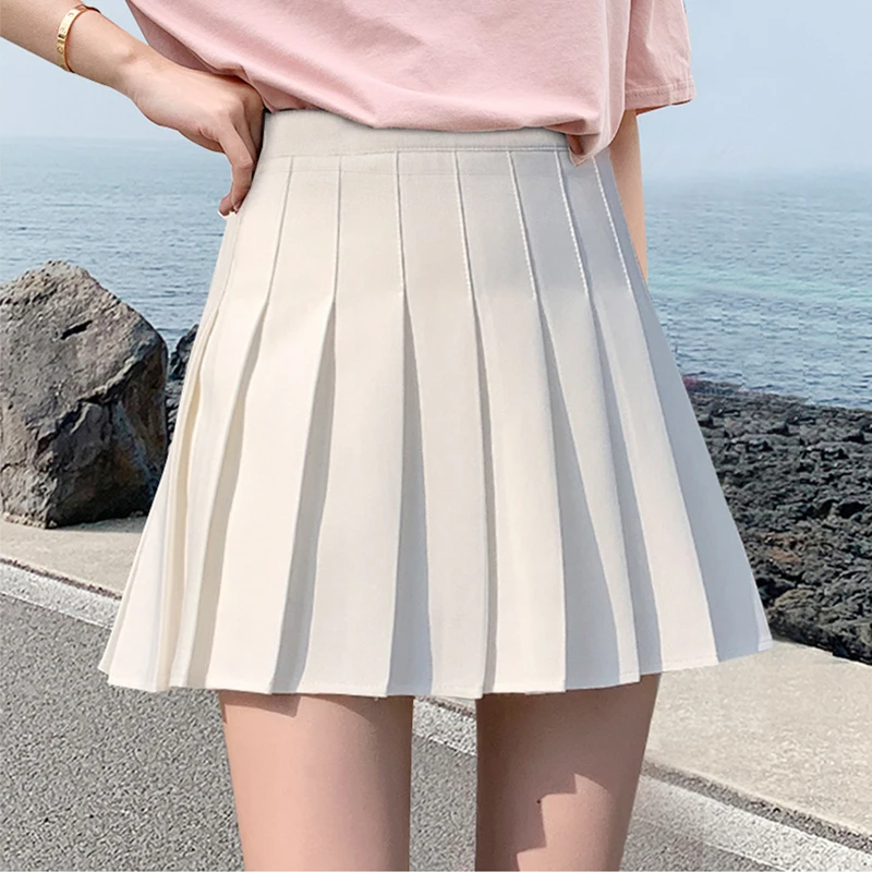 Sexy Womens Pleated Mini Skirt Schoolgirl Short Dress Cosplay Club Costume Solid Color Mini Skirts Faldas Mujer Moda plus size