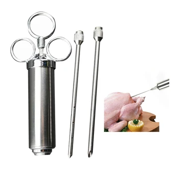

Stainless Steel Grill Meat Marinade Injector Syringe Kit Poultry Turkey Chicken BBQ
