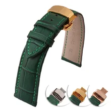 Ремешок для часов из натуральной телячьей кожи Зеленый бамбуковый гибкий прочный дышащий и безвольный для мужчин и женщин 18 мм 20 мм 22 мм