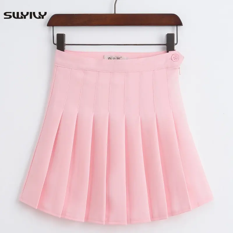SWYIVY Skirts Womens Large Size XXL 2019 Spring New Female High Waist Mini Skirt Tennis Ball/school/pleated Skirt Black White