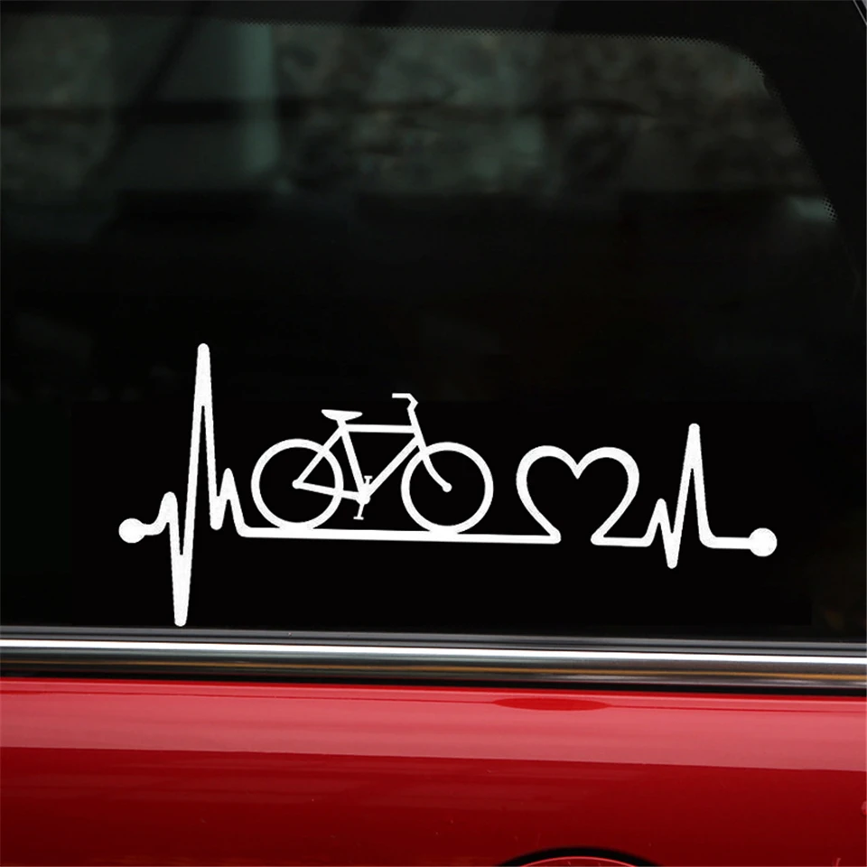 Waterproof Bicycle Heartbeat Lifeline Cycling Fashion Vinyl Stickers Decals Car-styling Car Decoration Wall Sticker18.5cm8.1 cm (3)