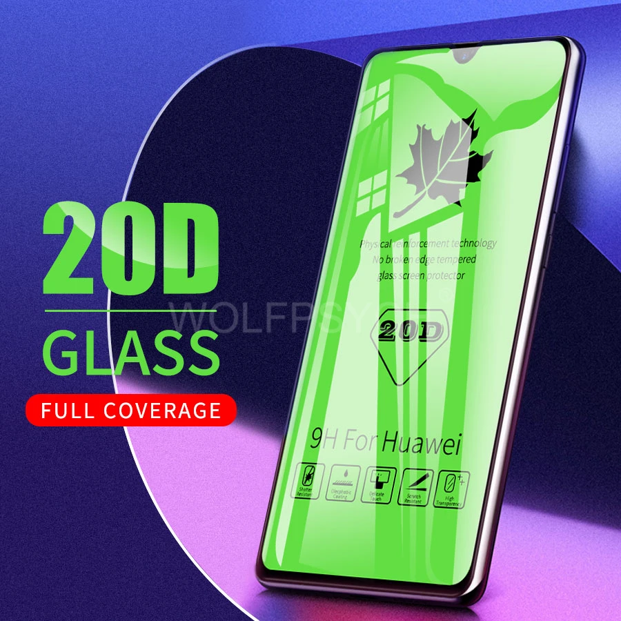 

20D Full Glue Cover Protective for Huawei Honor 8X View 20 Nova 4 3 20i P Smart Plus Y9 2019 Tempered Glass Screen Protector