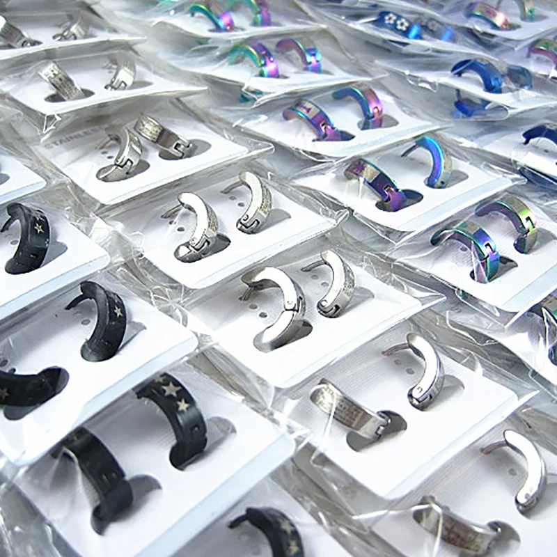

wholesale bulk lots 60 pairs individual mixed designs men's women's punk rock stainless steel jewelry stud earrings