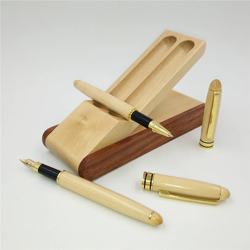 

High quality Fountain pen & Ball-point pen Handmade Woodiness Pen Delicate gift Set Creative Gift box Office school supplies