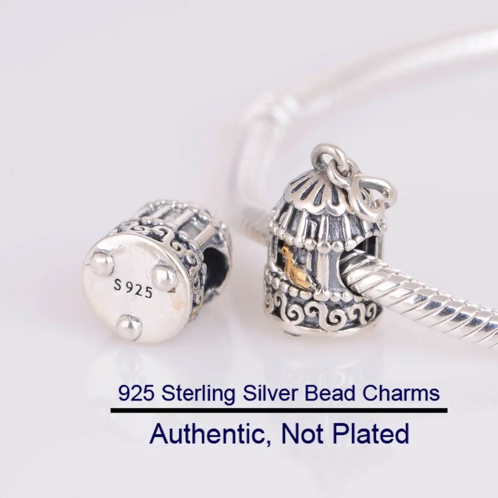 

Fits for Pandora Beads Bracelets Song Bird Charms with 14K Real Gold 100% 925 Sterling Silver Jewelry Free Shipping