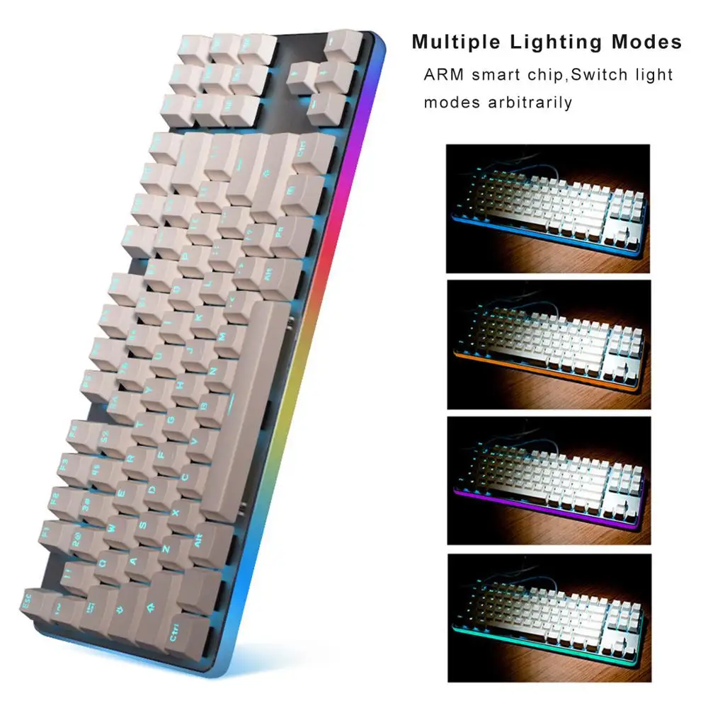 Механическая игровая клавиатура GANSS Rainbow RGB с подсветкой 87 клавиш технология Anti