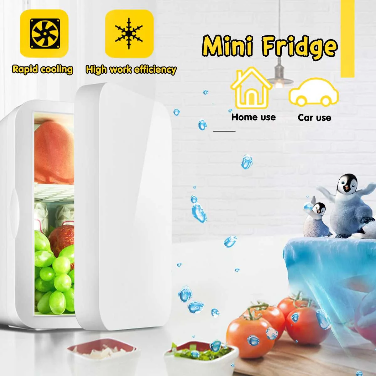 

6L Mini Refrigerator Small Household Dormitory Single Door Car Home Dual-use Car Refrigerator Dual use Car use 24V 12V