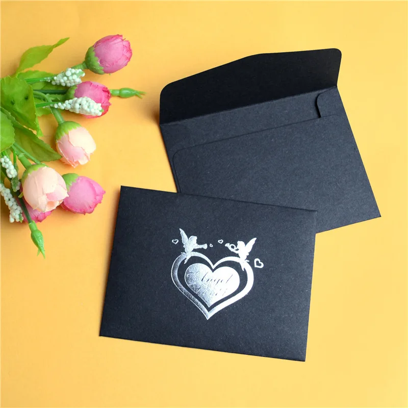 

10pcs/lot Retro Personality Black Bronzing Envelope Features Decorative Love Small Envelope Korean DIY Greeting Cards