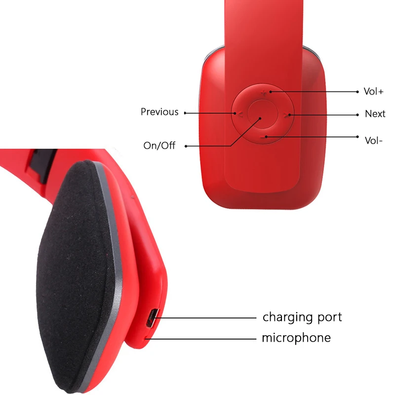 Bluetooth беспроводные наушники Беспроводная стерео гарнитура складная Спортивная Бас-гарнитура Регулируемые наушники с микрофоном для ios