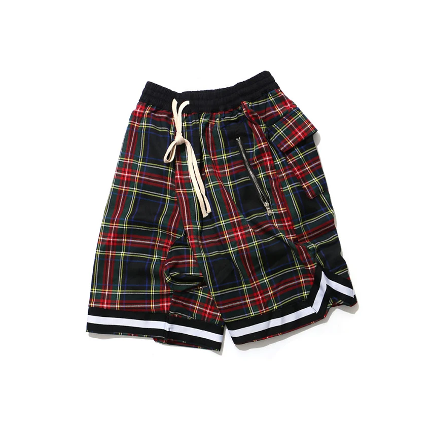 Новая летняя одежда в стиле «хип-хоп» Для мужчин брюки больших размеров модные сетчатые мужские баскетбольные брюки для девочек карман на молнии для отдыха в клетку, штаны, мужские брюки