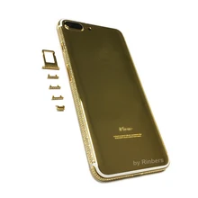 For iPhone 7 Plus 24K 24KT 24CT Gold Limited Edition Diamond Crystals Back Cover Housing Middle Frame Replacement +LOGO&Buttons