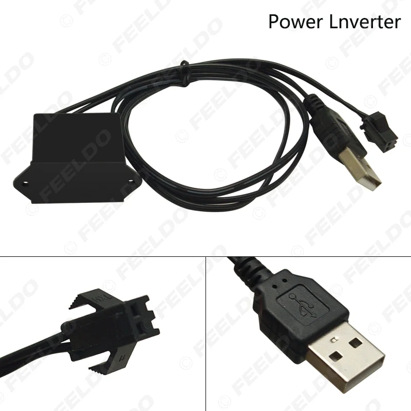 FEELDO 10 комплектов 12В USB Инвертор питания автомобиля 2 м гибкое литье EL неоновое