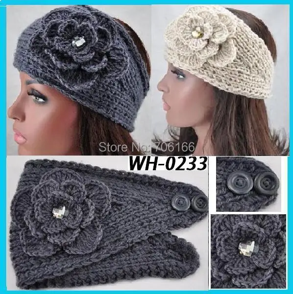 Rhinestone handmade crochet bandana ,winter multi function headband