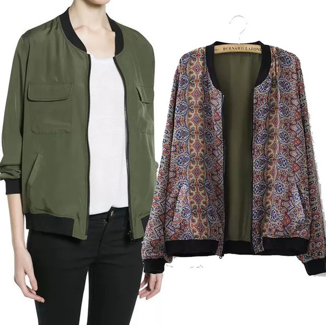 SexeMara Bomber Women Jacket Double Sided Wear Casual