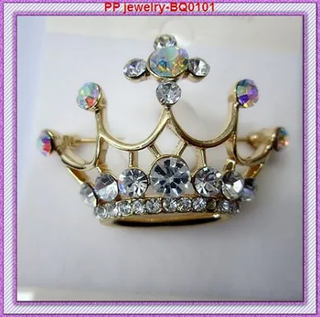 

free shipping!!(120pcs/lot)Gold Color small tiara crystal brooch!!