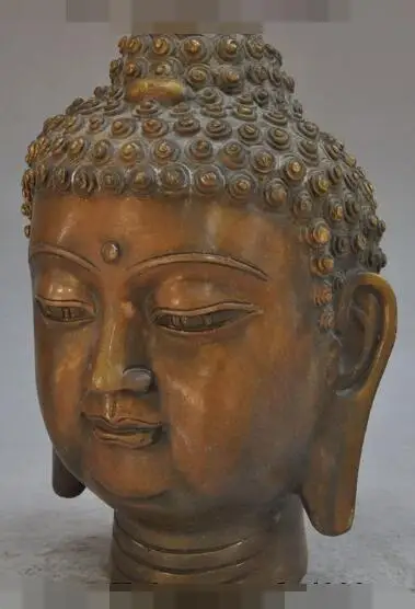 

S01567 8" tibet buddhism fane bronze sakyamuni Shakyamuni Tathagata buddha head statue (B0328)