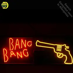 BANG неоновая вывеска пистолет неоновая лампа знак реального Стекло трубки неоновые огни Отдых знаковых вывеска магазина Дисплей