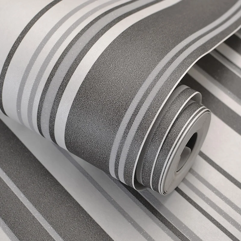 

Non-woven Wall Paper Printing Simple Modern Bedroom Living Room TV Background Wall Black White Vertical Stripes Wallpaper Roll