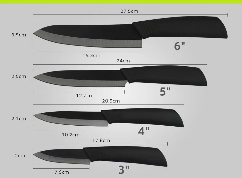 Набор керамических ножей 6 дюймов 5 дюймов " 3" нож цветная ручка ABS кухонные ножи с циркониевой оболочкой инструменты для приготовления пищи+ peleer