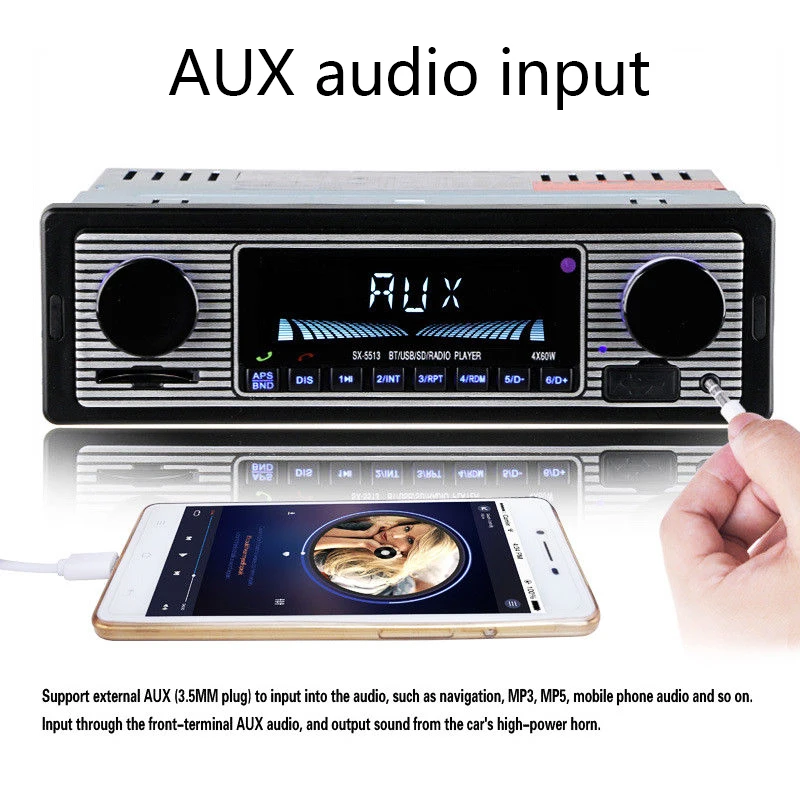 Bluetooth винтажное автомобильное радио MP3 плеер стерео USB AUX классический
