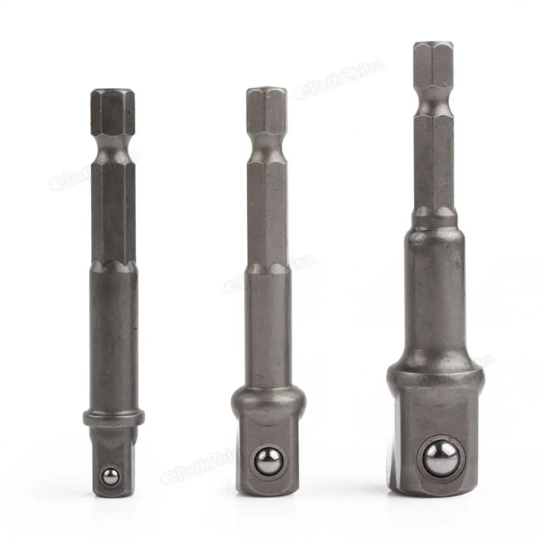 Portable 3pcs Socket Adapter Set Turn Square Head Hexagonal Metal Driver Drill Bits 1/4 3/8 1/2