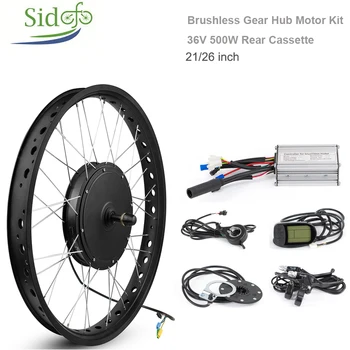 

Brushless Hub Snow Motor Kit 36V 48V 500W Rear Wheel Electric Bicycle Conversion fork 190 mm Cassette Flywheel 20"20"MTB