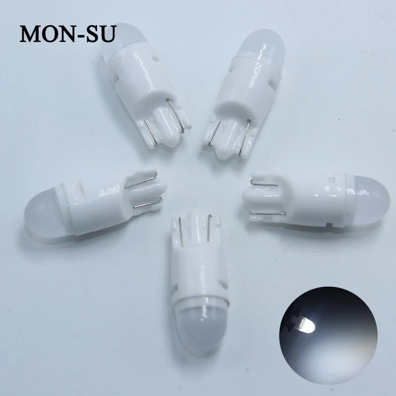

MON-SU 10pcs W5W Led T10 Car Turn Signal Ceramic Base 168 194 License Plate Trunk Clearance Lights Reading Lamps 12V White Red