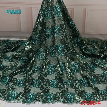 

Green African Sequins Lace Fabrics 2019 High Quality Lace Nigerian Tulle Lace Fabric Bride French Net Lace Fabric YA2708B-4