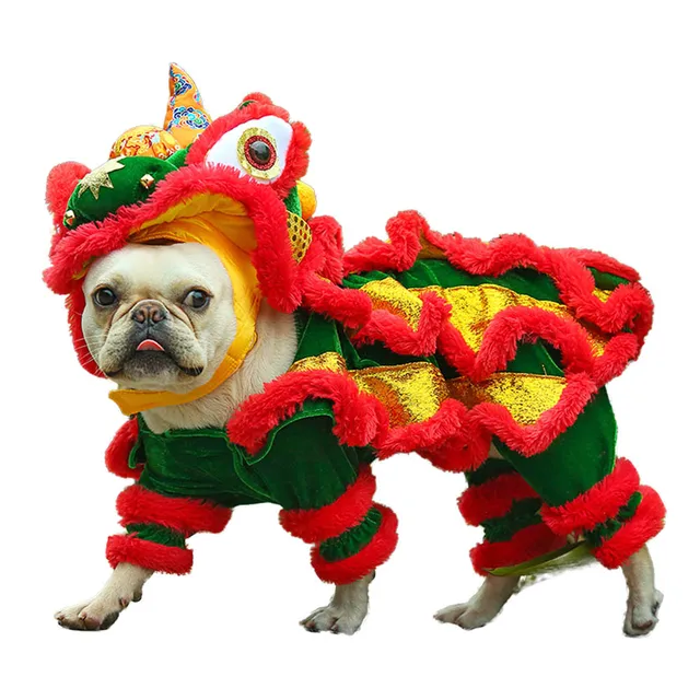 Funny Pet Cat Dog Costume Clothes Chinese Lion Dance Suit For French