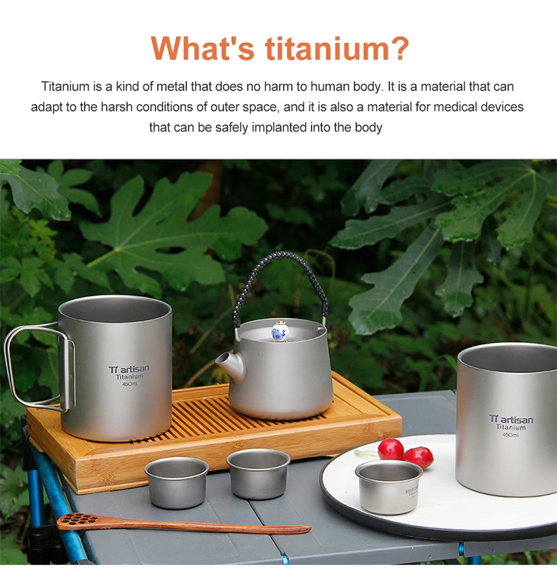 300ml Pure Titanium Mug Camping Cup Outdoor Camp Mug Coffee Tea Beer Cup Drinking Mug Double Wall Outdoor Travel Equipment