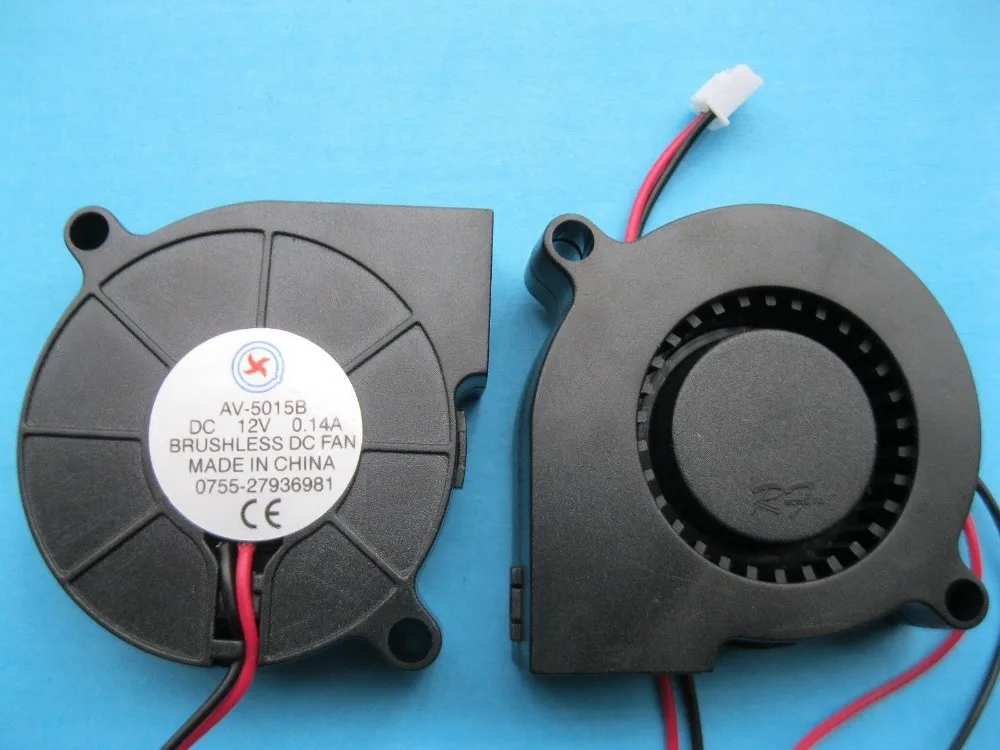 1 Pcs DC Fan 12V 5015 2 Pin 50x50x15mm Brushless DC Cooling Blade Fan