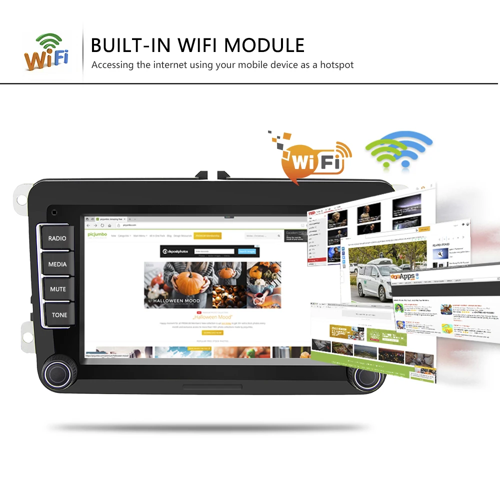 Best AMPrime 2 Din 7" Android Car Multimedia player For VW/Volkswagen/Passat/POLO/GOLF/Skoda/Seat With 2din GPS Navigation Aux Maps 4