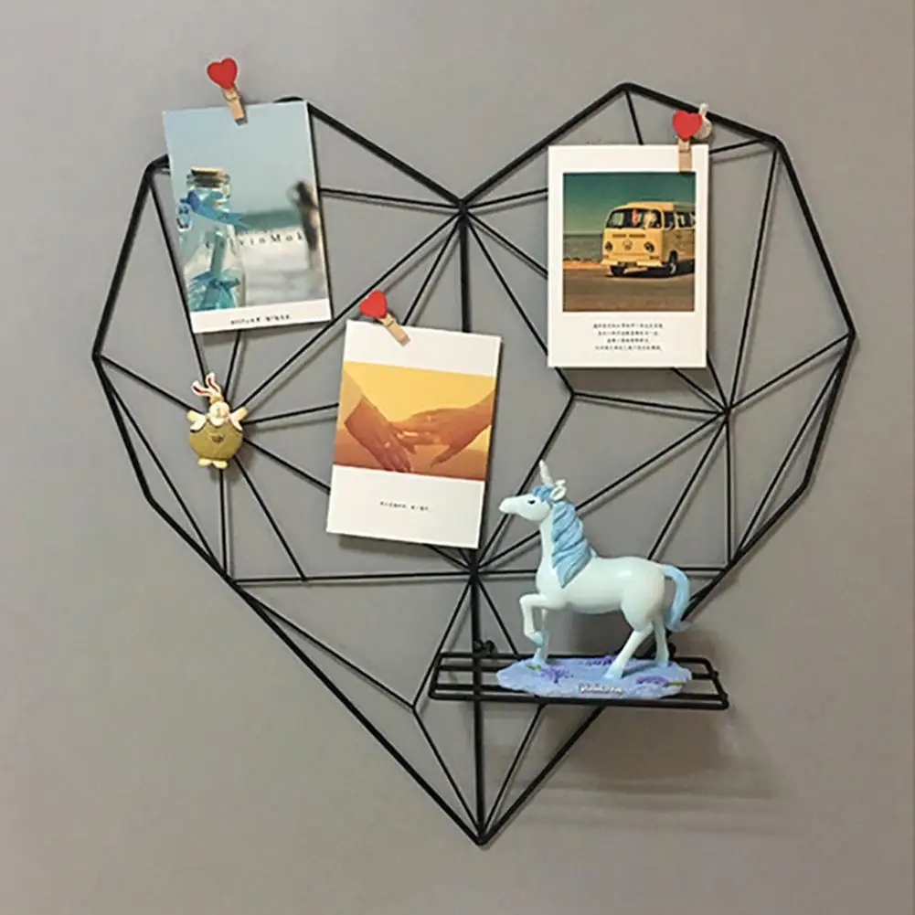 

INS Heart-shaped Wood Iron Shelf Basket Wall Hanging Nordic Simple Storage Rack Children Room Decoration Toys Shelf
