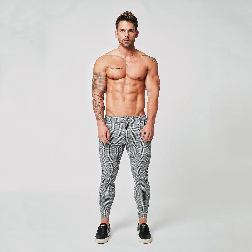 Casual Feet trousers Brand Men Pants Tight Joggers Pants Male Trousers Mens Joggers lattice Pants Sweatpants Large Size XXL