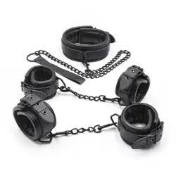 Роскошные кожаные интимные игрушки для взрослых наручники манжеты на лодыжки воротник, пару секса БДСМ-бондаж Набор для Для женщин Для