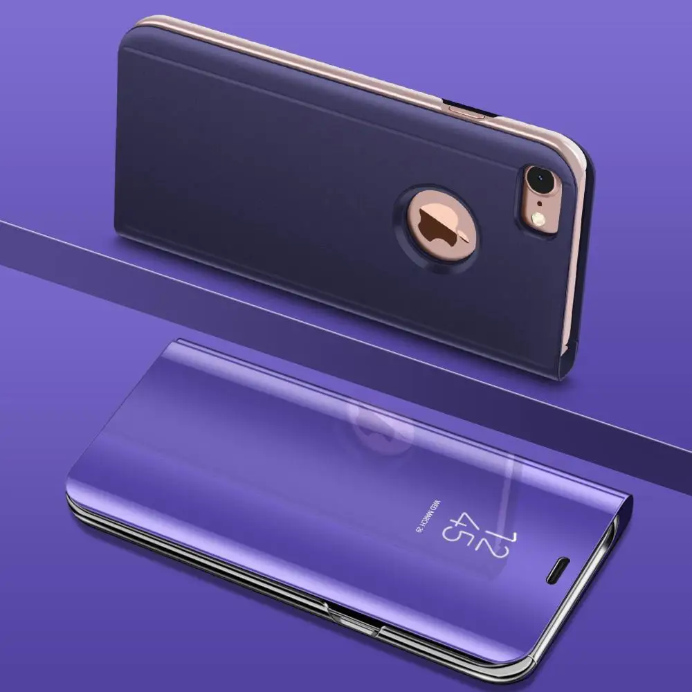 Smart View зеркало Экран кожаный чехол откидная крышка для IPhone 6 7 8 Plus X Ясно Зеркало Coque