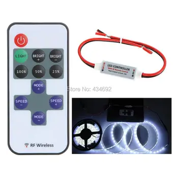 

144W 5-24V 11 Keys Wireless LED RF Remote Control Mini Controller Dimmer For Single Color LED Strip 5050 3528 Free Shipping