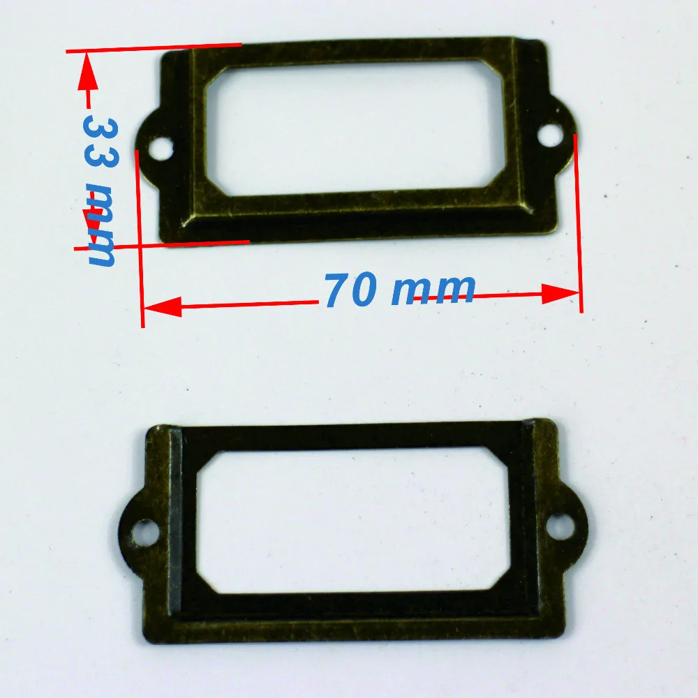 100Pcs 70x33mm Antique Bronze Finish Iron Label Frame Card Holder