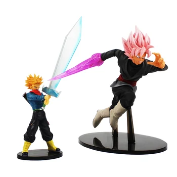 

20-35cm Dragon Ball Z Super Saiyan black Son Goku with sword Torankusu Trunks Vegeta son with sword battle figure model toy gift