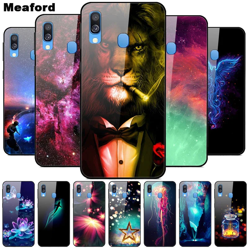 

Tempered Glass Case For Coque Samsung Galaxy A40 Cover 2019 Soft Bumper 3D Cat Printing Funda For Samsung A40 A 40 Phone Case