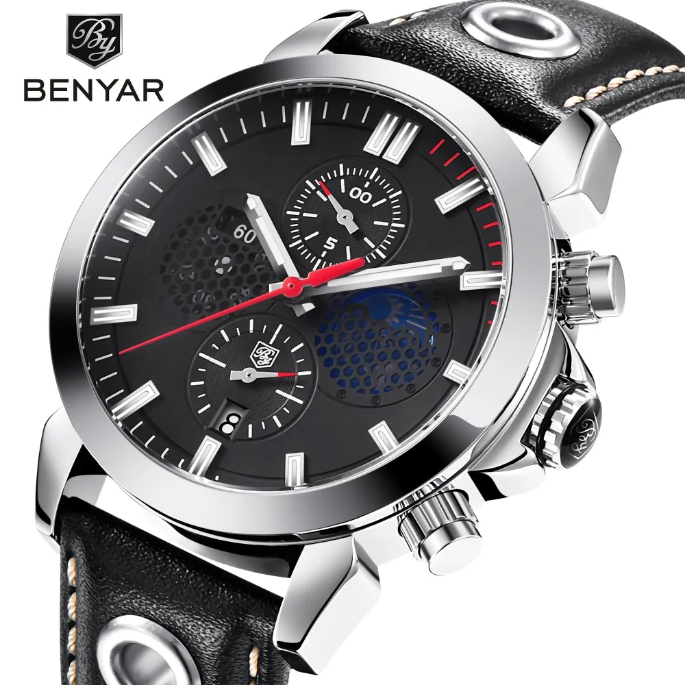

BENYAR New Design Chronograph Sport Mens Watches Fashion Brand Military Waterproof Quartz Watch Relogio Masculino Dropshipping