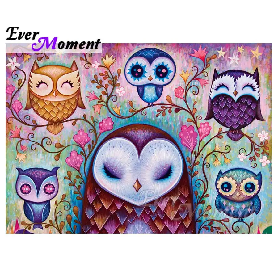

Ever Moment Cross Stitch Diamond Painting Owl Cartoon Full Square Drill Diamond Embroidery Mosaic 5D DIY Rhinestone S2F369