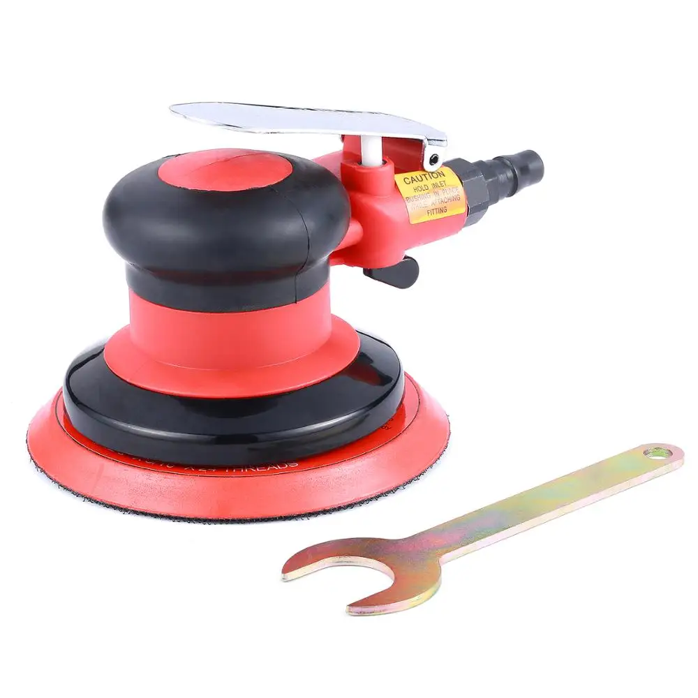

Air Random Orbital Sander 5 Inch Heavy Duty Pneumatic Polisher Dual Action Red Tool 6Inch Replace Disk