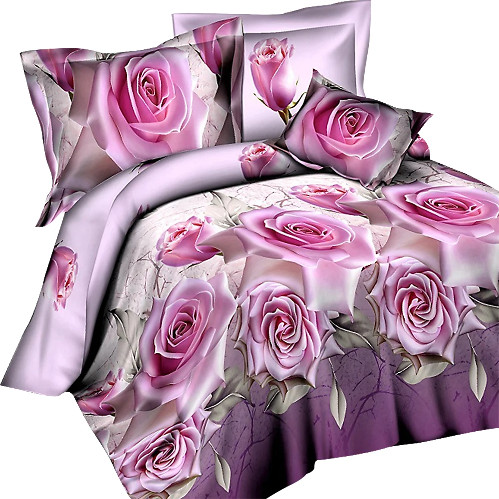 

Urijk Bedding Set Flower Rose Print Luxury Bed Linen For Duvet Cover Pillowcase Bedclothes Room Decoration Home Textile 3/4PCS